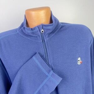 Robert Graham Sweater Mens 3XL Blue 1/4 Zip Mock Neck Skull Logo Knit Pullover